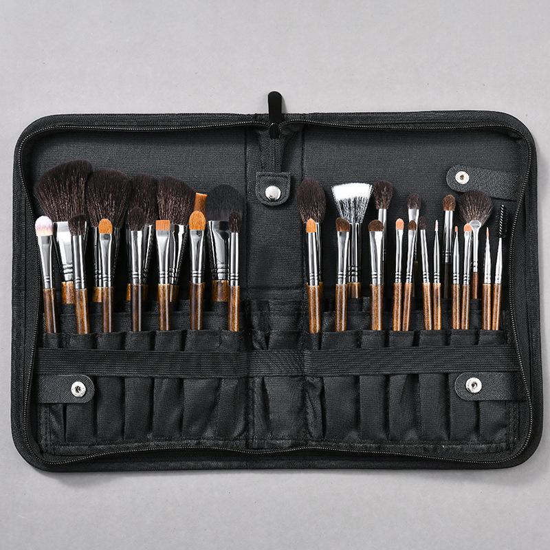 25-Piece Animal Hair Makeup Brush Set: Includes Wool Brushes for Eyeshadow, Nose Shadow, and Foundation - Artist Recommended