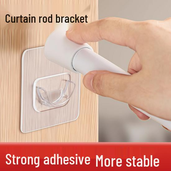 Telescopic No-Drill Curtain Rod Holder with Wall Support Clips