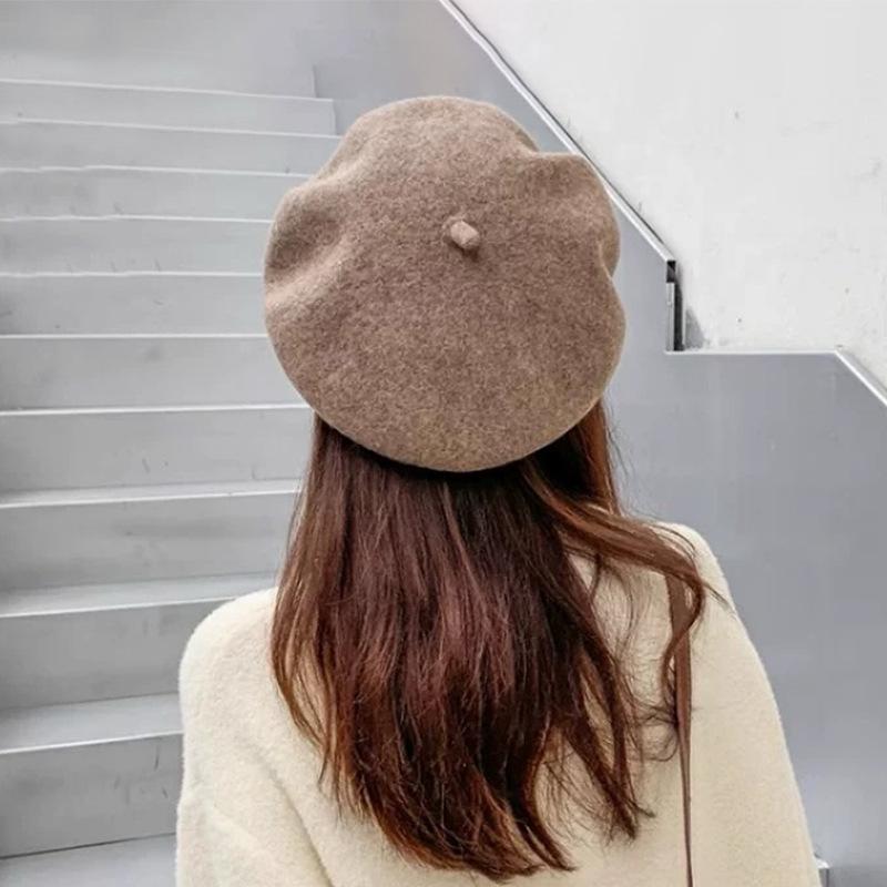 Wool Beret Women'S Face Small Autumn And Winter Versatile Knitted Cashmere Retro Woolen Painter Hat