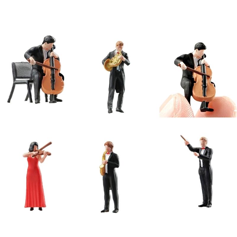 Resin Miniature Figures of Violin Players in 1/64 Scale Ideal for Long Term Decors and Artistic Projects