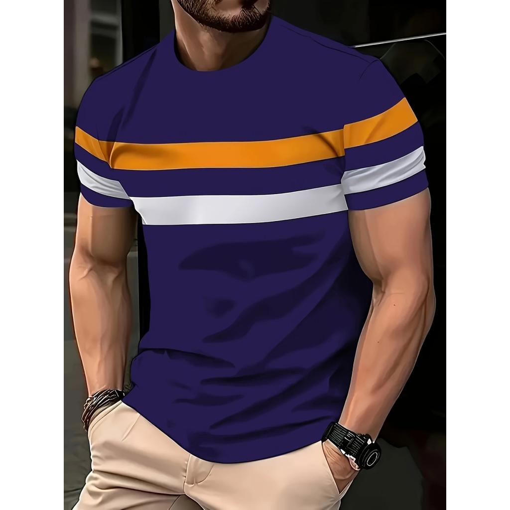 Men's Striped Top Simple Comfortable Short-sleeved Fashionable T-Shirts Men’s