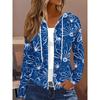 Bedrucktes Design Frühjahrs- und Herbstmodelle Weißes Blumenmuster auf blauem Hintergrund Lässiger Stil Damen-Freizeitjacke