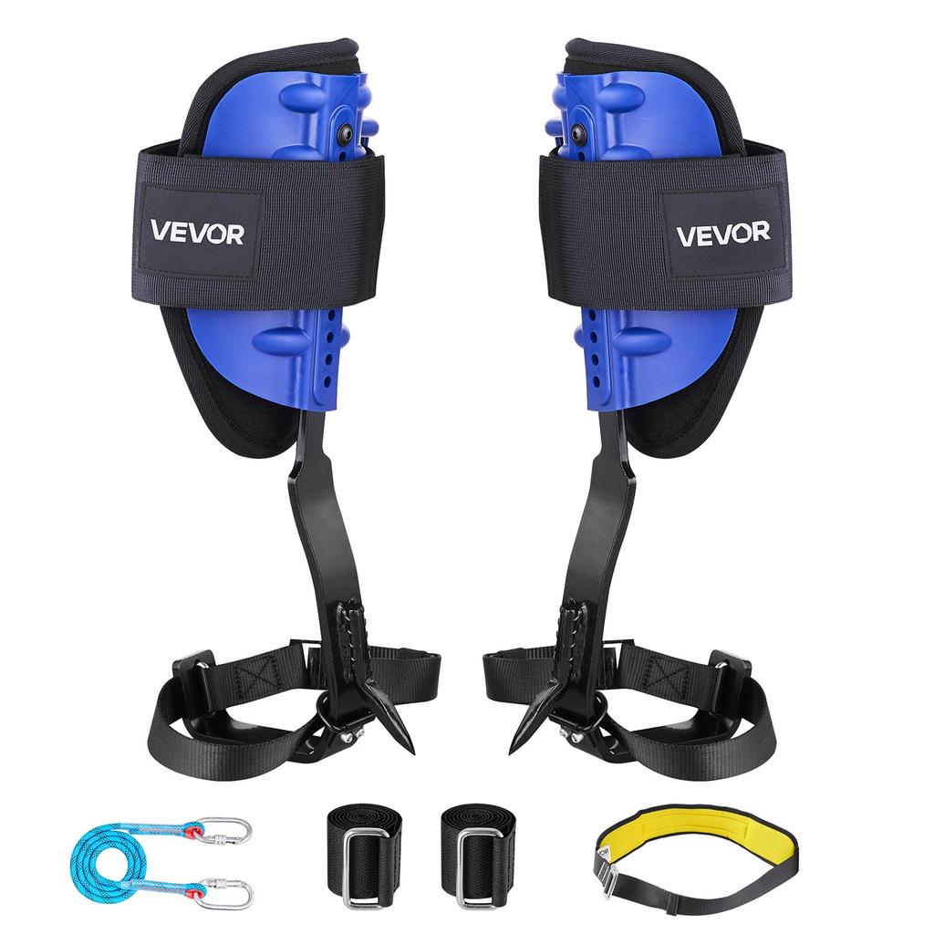 VEVOR Tree Climbing Spikes Set, Height-Adjustable Tree Climbing Gear with Straps & Waist Harness, 159 Kg Load Capacity