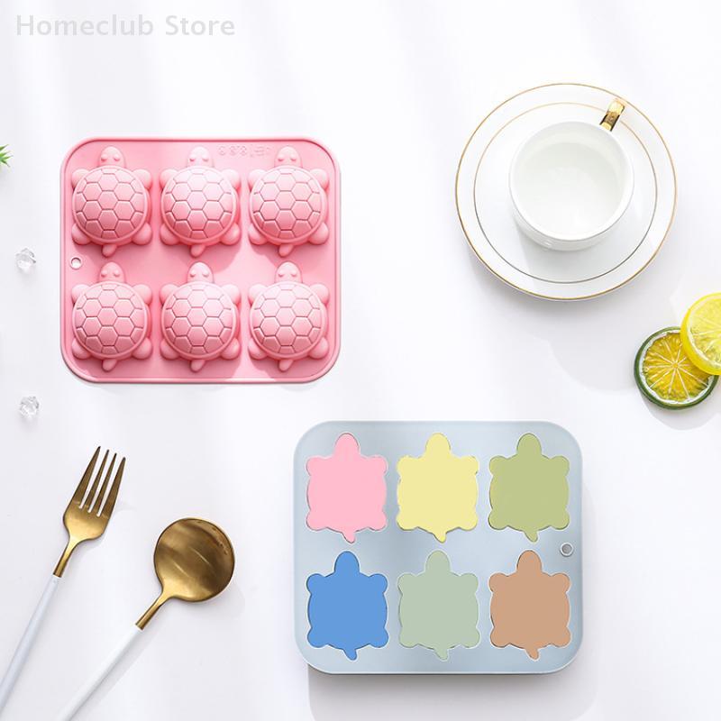 6 Grids Turtle Shaped Silicone Mold Cartoon Tortoise Chocolate Mold Candy Pudding Ice Tray Handmade Soap Cake Mold