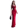 Red Flower Halter Neck Dress Women's Summer Dress Dress Pure Desire Slim Skirt Design Hip Wrap Long Dress