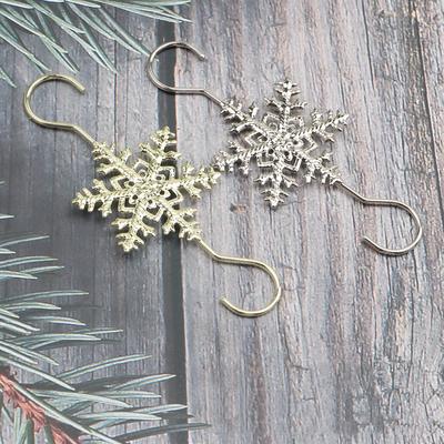 5pcs Navidad S-Shape Christmas Snowflake Hook Tree's Wire Ornament Hanging Pendant Home Decor Fireplace Stocking Hooks