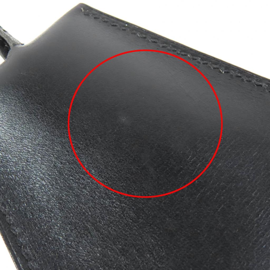 Excellent HERMES Necklace Margiela period leather clochette black leather Women Used