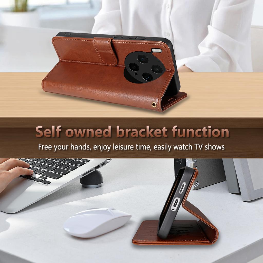 EUCAGR Business Wallet Magnetic Soft TPU PU Leather Phone Case For VIVO X300S/X300 Ultra/X300 Pro Holder Shockproof Cover