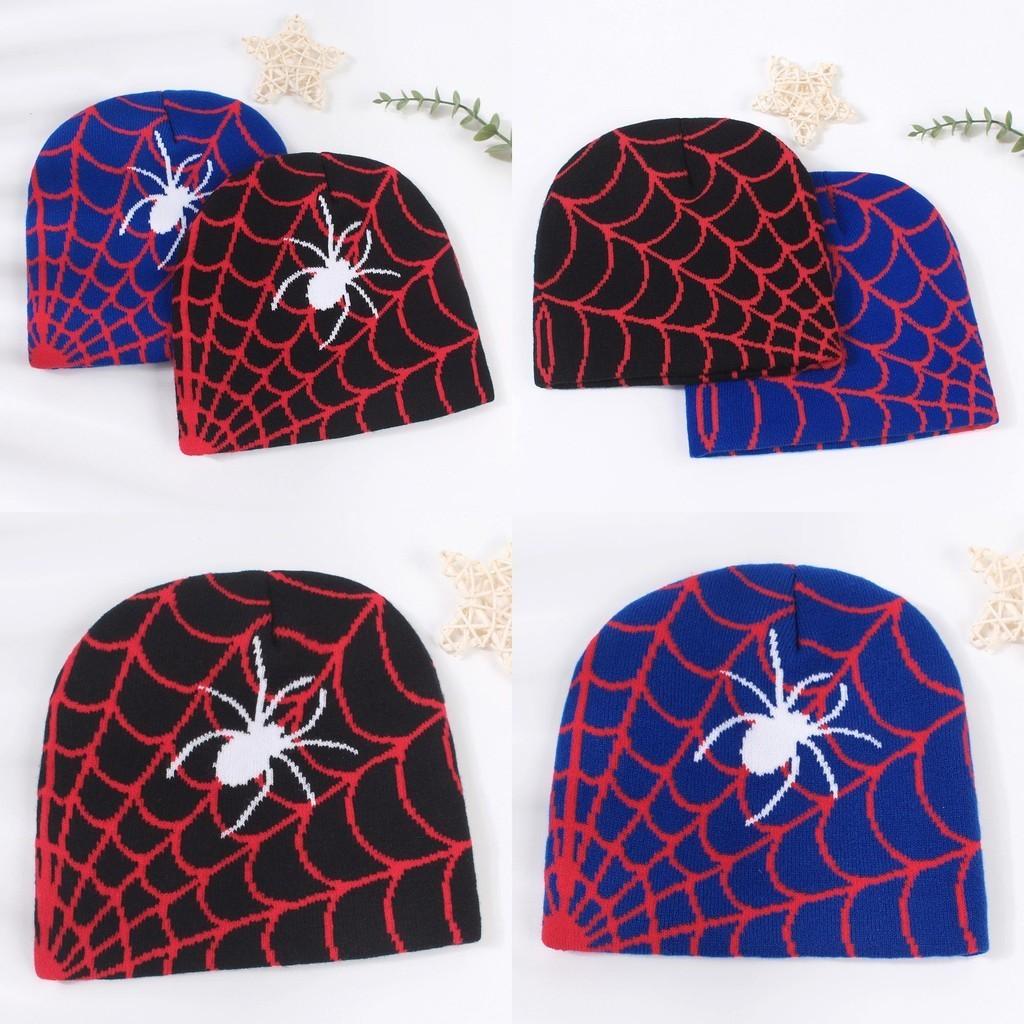Autumn Winter Hip-hop Spider Web Knit Hat European American Style Unisex Warm Ear Protection Outdoor Wool Cap Black Blue
