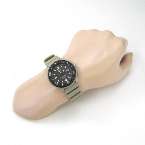 Citizen Q&Q Men's Analog Watch, Radio-Controlled, Solar Powered, 10 ATM Water Resistant, Urethane Band, D02A-005VK, Beige