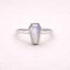 Rainbow Moonstone Coffin Ring In 925 Sterling Silver, Dainty Gemstone Ring for Women, Boho Gothic Handmade Jewelry