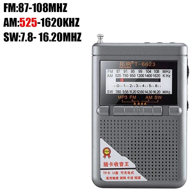 Portable Full Band Radio MINI FM/AM/SW Receiver TF Card/USB MP3 Music Player with 3.5mm Jack High Sensitivity Radio