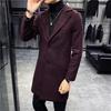 Herbst und Winter Neuer Herren Woll Trenchcoat Slim Einreihiger Wollmantel Mittellanger Mantel