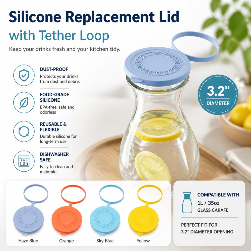Flexible Fit Glass Pitcher Lid Tether Loop Pitcher Dust Cover Pitcher Accessories