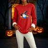 Women's Lined Round Neck Long Sleeve Halloween Print Casual Top for Winter