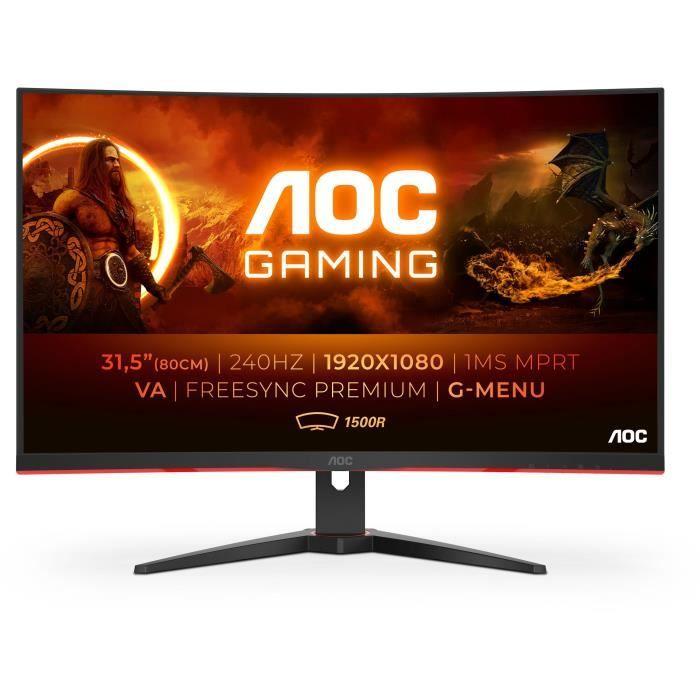 Ecran PC Gamer - AOC - C32G2ZE/BK - 31,5" VA Incurvé FHD 0,5ms 240Hz HDMI DisplayPort Pivot Freesync