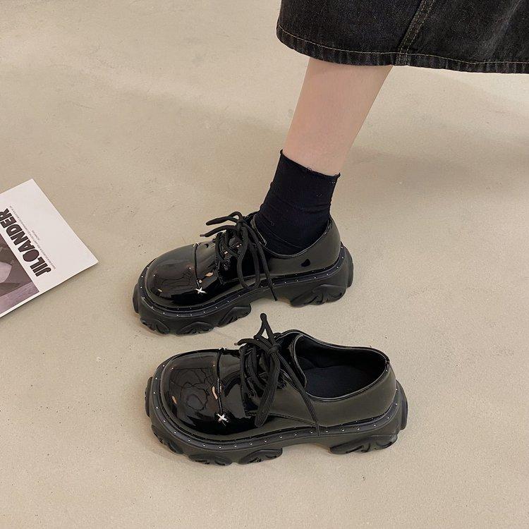 [Ushilai] British Style Platform Loafers Women's 2025 Spring New Small Height Increase Sweet and Cool Small Leather Shoes