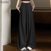 ZANZEA Women Classic Casual Solid Color Loose Wide Leg Pants