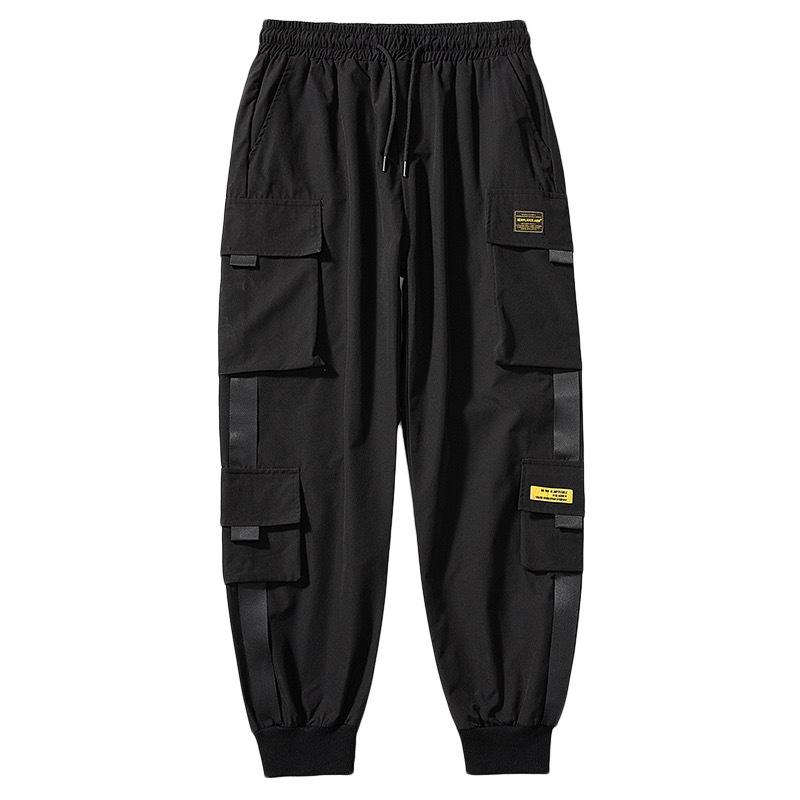 Women Loose Cargo Pants Multi Pockets Elastic Waist Casual Lady Trousers Plus Size