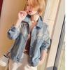 Short Crop Sequin 2025 Fashion Small with Rhinestones Diamonds Denim Jacket for Women Trend New Collection In Cowboy Coat Woman