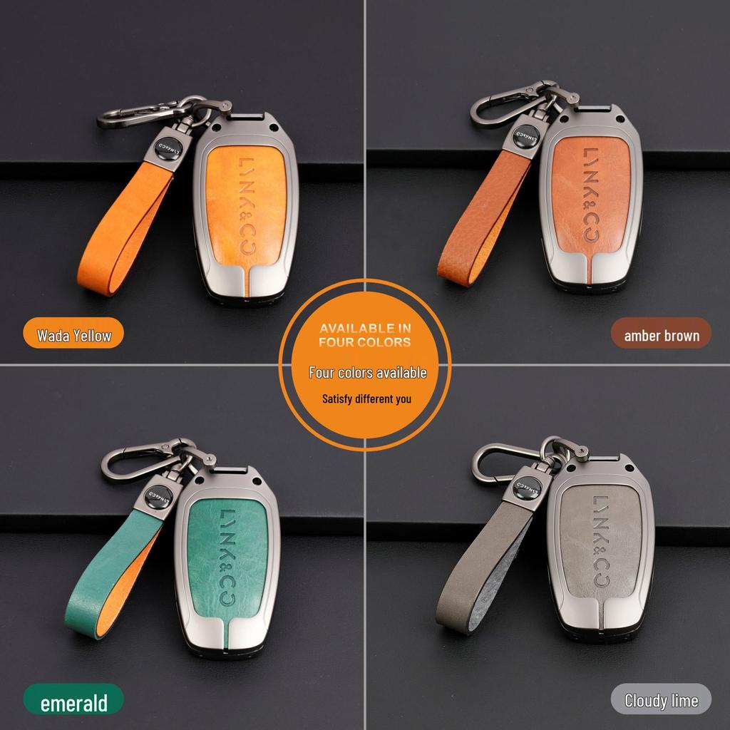 New Genuine Leather Alloy Key Case for Lynk & Co Models 01, 03, 05, 06