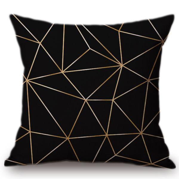 Vintage European Black Pink Yellow Geometric Sofa Throw Pillow Case Diamond Stone Triangles Decoration Cushion Cover Cojines