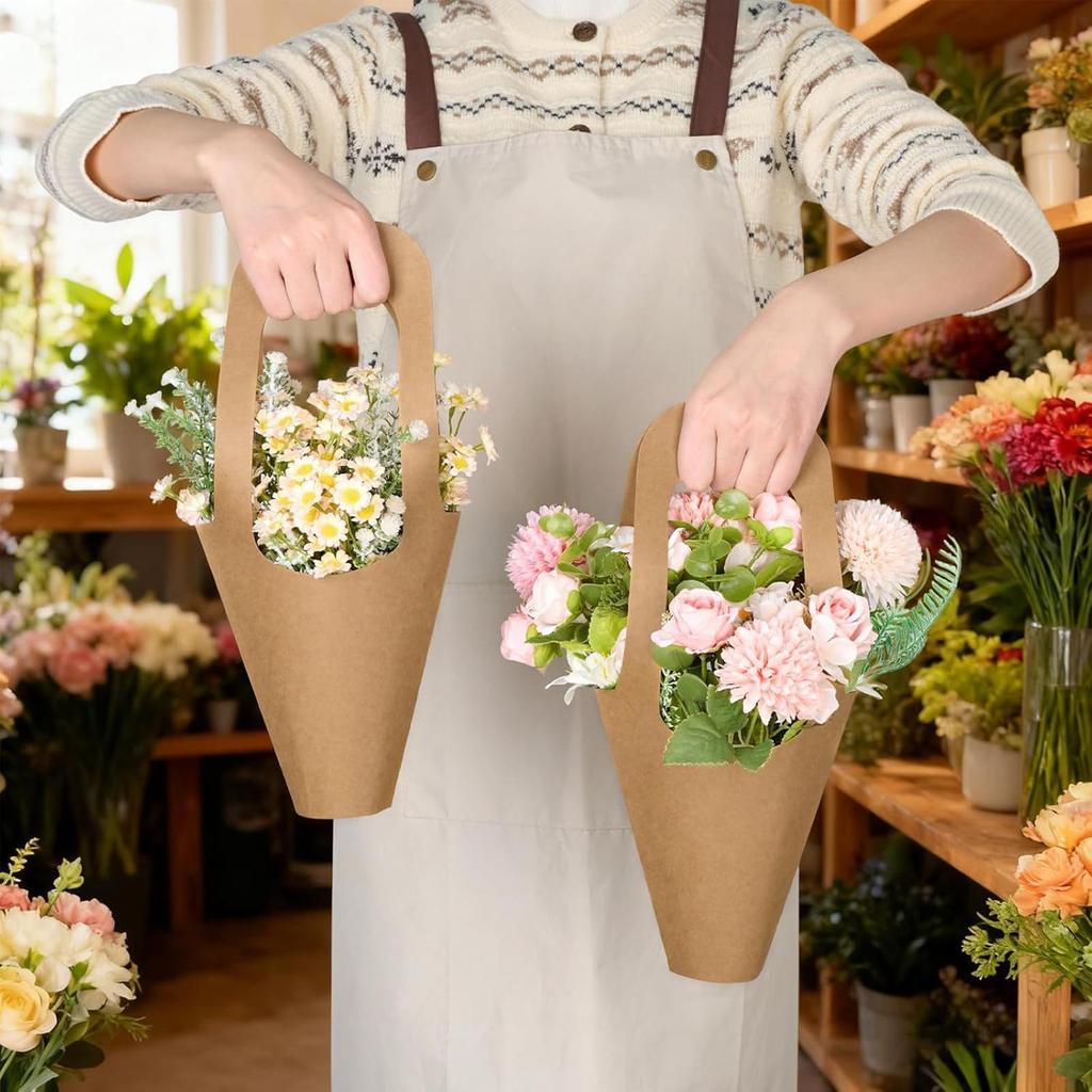 Paper Flower Gift Bags for Arrangement Holiday Visiting Friends 20pcs