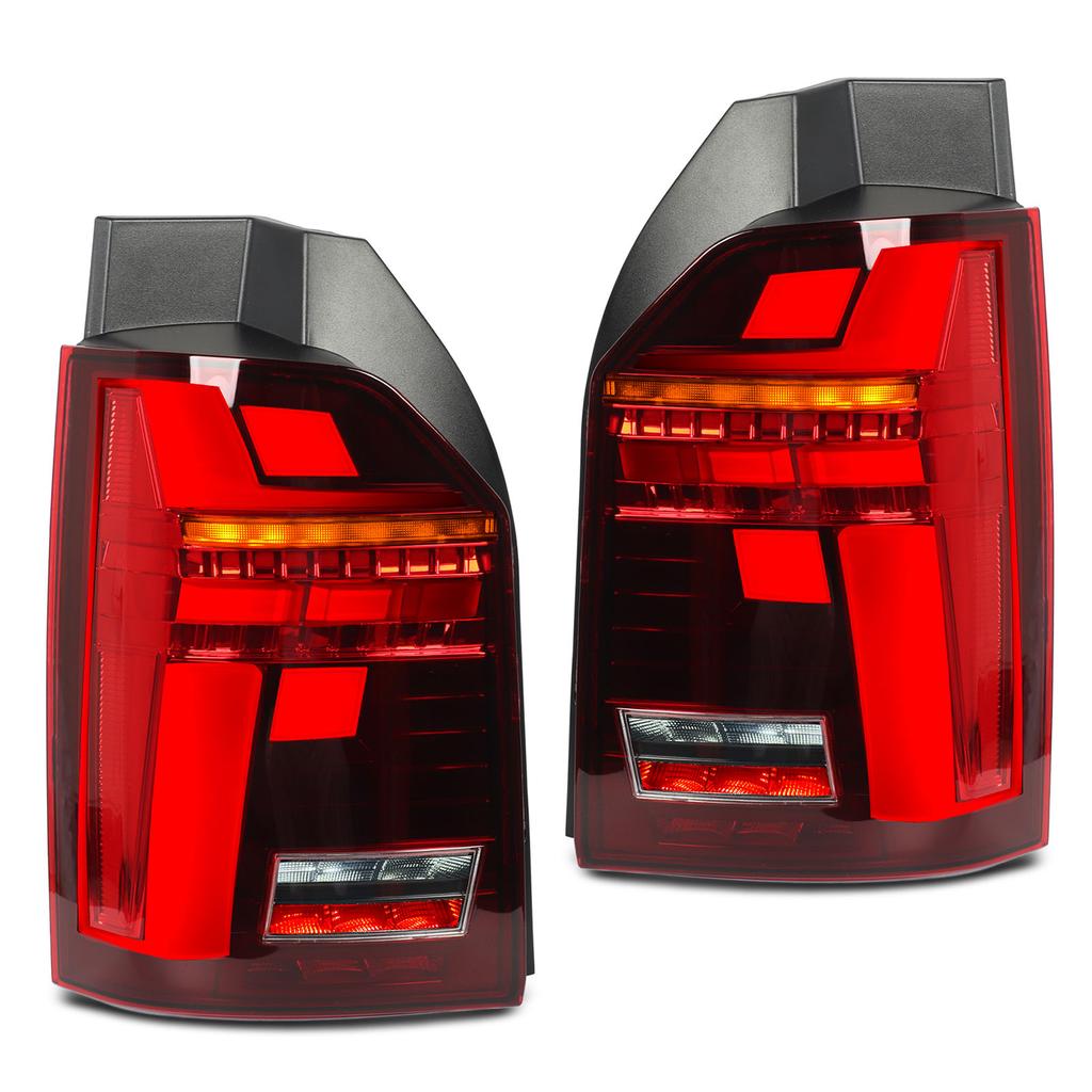 Facelift Look Dynamic Full LED Tail Lights Rear Lamp For Multivan Transporter T6 Pre‑Facelift 2016 To 2019 Red