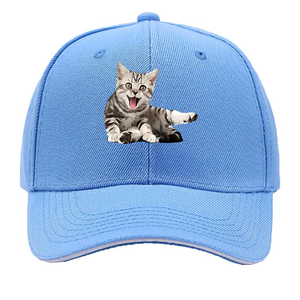 Breathable Baseball Cap with Cute Kitten Print Adjustable Casual Sun Hat for Everyday Outdoor W Sandwich Baseball Cap