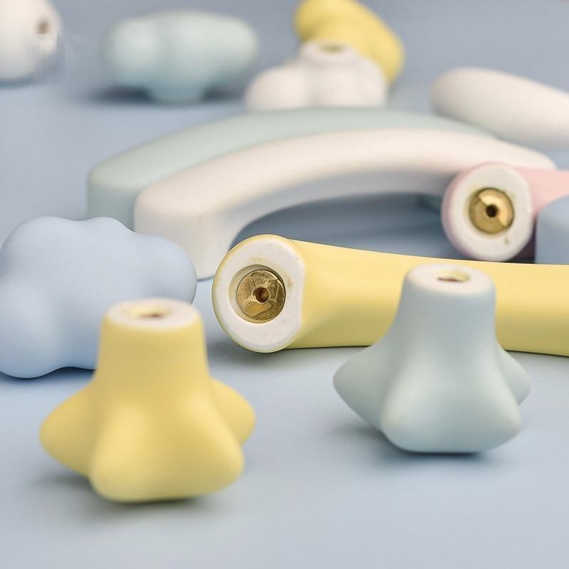 Maniglia per Armadio in Ceramica Carina a Forma di Stella Luna Nuvola Pomello Colorato per Cassetto per Armadio Mobile Decorazione