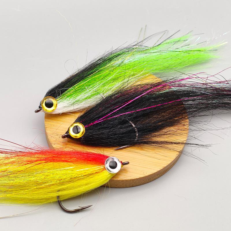Saltwater Deceiver Fly Lure 4/0# Hook 7in 2.4g 3D Eyes Artificial Streamer Fly for Sea Fishing Bass GT Bonefish Salmon