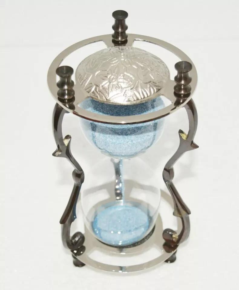 

Antique Vintage Retro Nautical Brass 7 Marine Sand Timer Hourglass Blue Sand