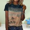 Fashion Womensea Turtle Print T Shirt Funny Casual O-neck Short Sleeves T-shirt Summer Female Tee Shirt