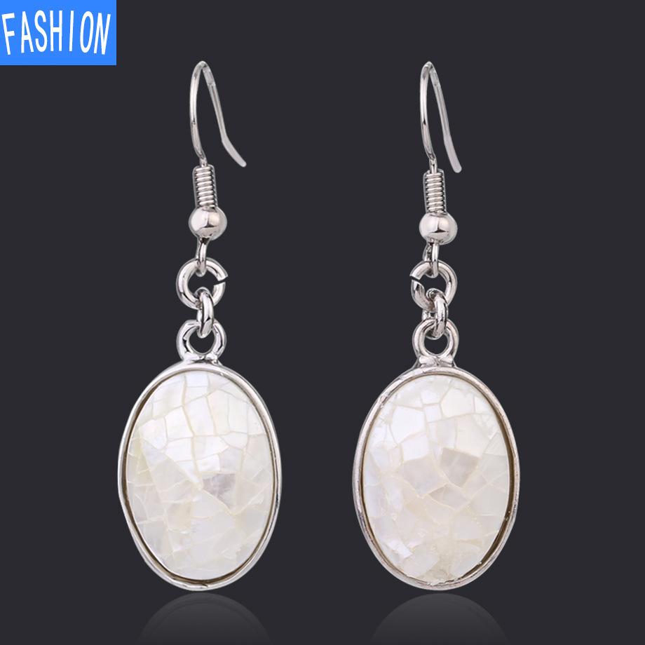 Náušnice s přírodní mušlí Oválné náušnice Náušnice Dámské pro volný čas Všestranné plážové šperky Mušlové náušnice