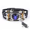 Luminous Leather Bracelet Multi Layer Zodiac Constellation Beads Fashion Jewelry for Girls Party Gift