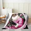 Black Santa Claus Fleece Throw Blanket Queen Kids Christmas Flannel Blanket Plush Fuzzy Xmas African American for Bed Couch