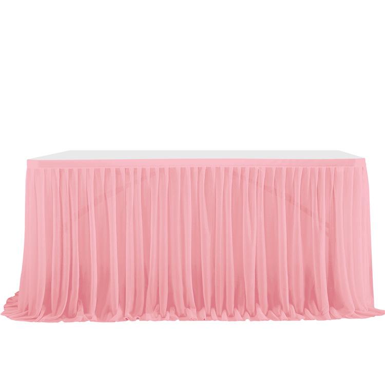 Table Skirt Pleated Table Circumference Birthday Party Wedding Decoration Ruffle Edge Elastic Thin Gauze Table Skirt Tulle