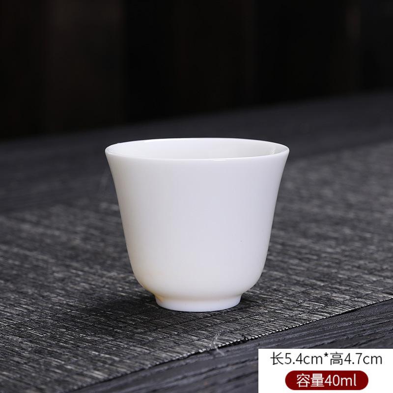 Suet jade teacup white porcelain tea drinking small cup ceramic single cup tea tasting cup 1 pack Dehua hospitality new Chinese style