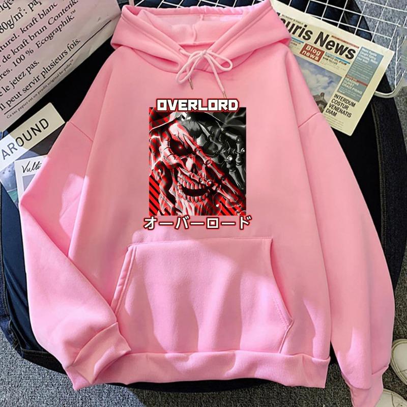 2026 Overlord IV Momonga Print Gothic Punk Casual Men's Japanese Anime Cartoon Pattern Hoodie Long Sleeve Autumn