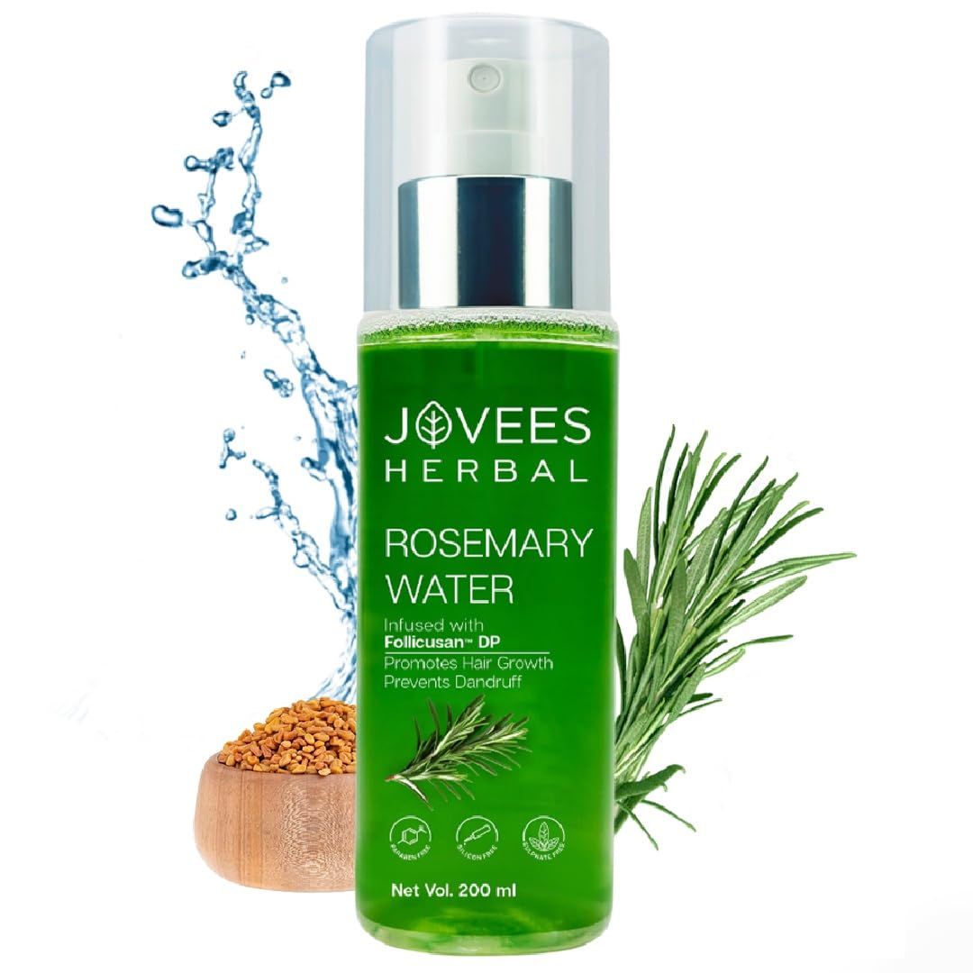 

Jovees Herbal Rosemary Water Spray for Hair Growth Hair Thickness Follicusan DP 200ml Non-Greasy Natural Mist