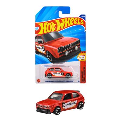 Hot Wheels JFN84 1973 Honda Civic Custom Ride-On Toy Mini Car Red Ages 3 and Up