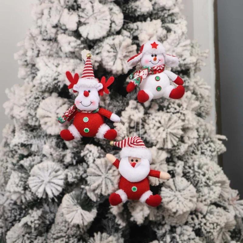 Handmade Christmas Figurines Toys Cartoon Christmas Tree Pendant Santa Snowman Gnomes Plush Table Decorations Xmas Decorations