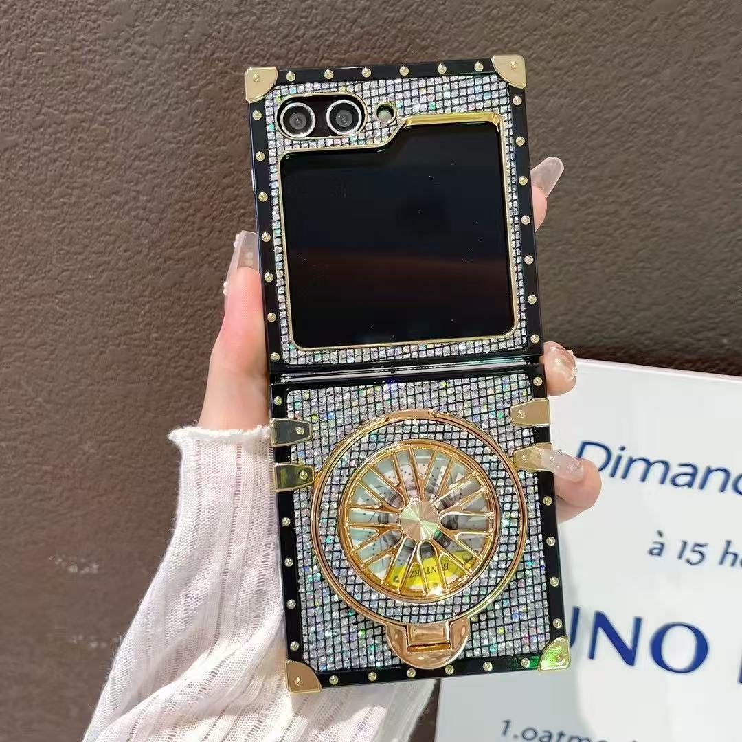 

Распакуйте кронштейн-гироскоп Подходит для чехла для мобильного телефона Samsung Zflip6 Новые блестки ZFlip5 4 3 Магнитный защитный чехол Samsung zflip 3