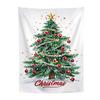 Festive Window Hanging Merry Christmas Tapestry, Wall Fabric Backdrop, Xmas Tree Winter Holiday Party Scene Decoration Art for Living Room,