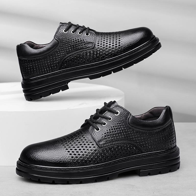 Fashion High Quality Brand Men's Genuine Leather Casual Shoes Wear-resistant Oxford Shoes Outdoor Breathable Men's Hiking Travel Shoes