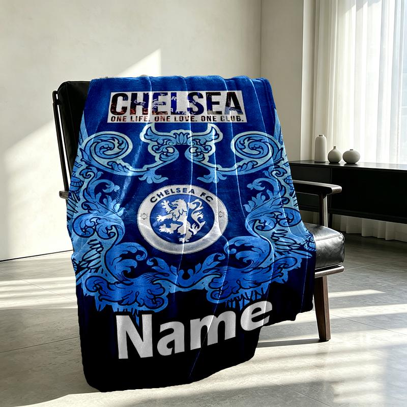 Custom Name Personalized Chelsea F.C Print Blankets, Home Decor, Bedroom, Sofa, Camping, Couch, Gifts for Birthday Christmas