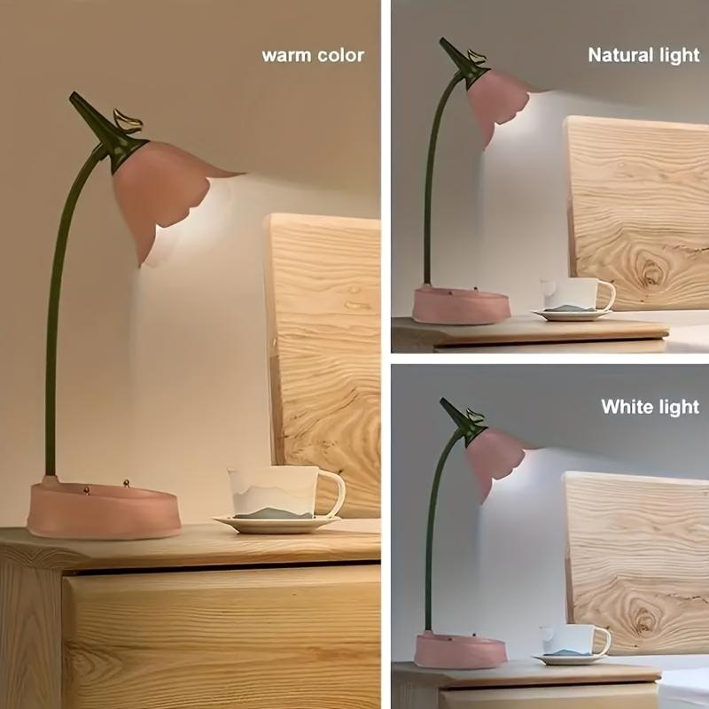 1pc Magical LED Table Lamp Cordless Table Lamp Adjustable Gooseneck Dimmable Touch Rechargeable Battery Eye Protection Nightlight