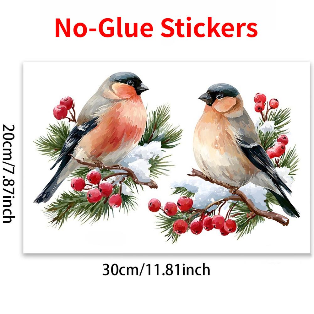 

1Set Christmas Love Bean Bird Window Glass Sticker Static Cling for Bedroom Living Room Home Shop Festival Funny Decors