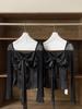 Spring 2026 Women's Slim French Bow Satin Bandeau Chiffon Shirt