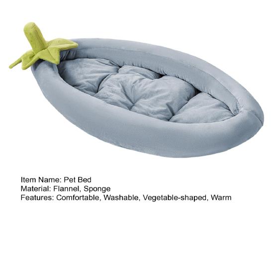 Eggplant Cats Bed Vegetable Shape Pet Sofa with Removable Cushion Joint Support Cute Pet Bed for Cats Small Dogs Kittens